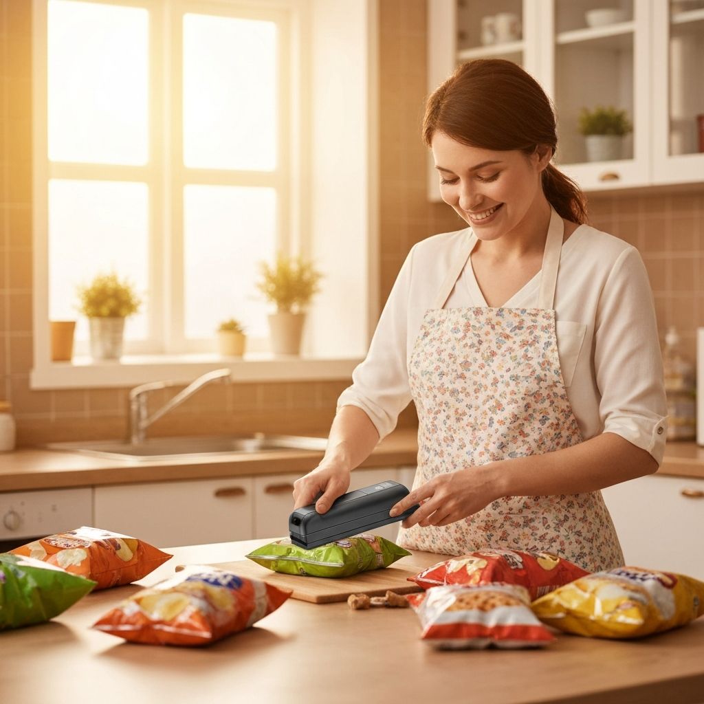 Selladora portátil en uso en la cocina
